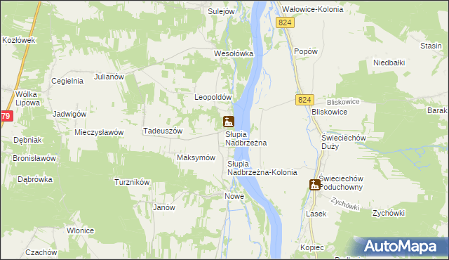 mapa Słupia Nadbrzeżna, Słupia Nadbrzeżna na mapie Targeo