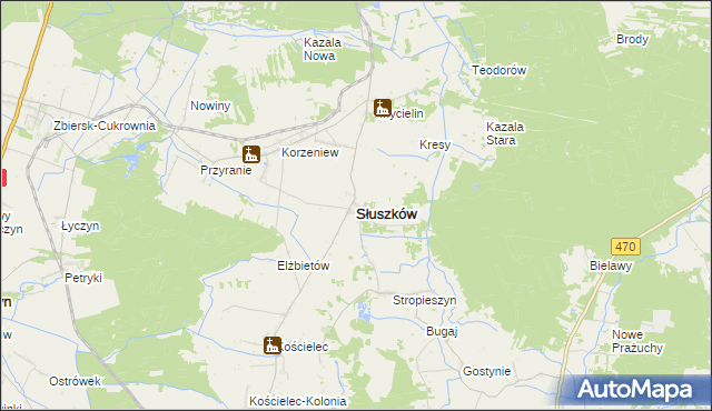 mapa Słuszków, Słuszków na mapie Targeo