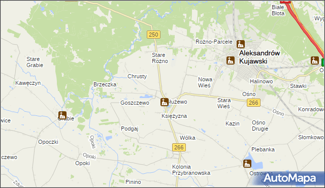 mapa Służewo gmina Aleksandrów Kujawski, Służewo gmina Aleksandrów Kujawski na mapie Targeo