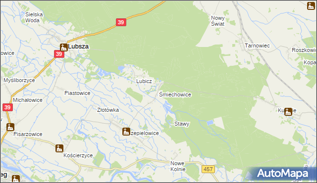 mapa Śmiechowice gmina Lubsza, Śmiechowice gmina Lubsza na mapie Targeo