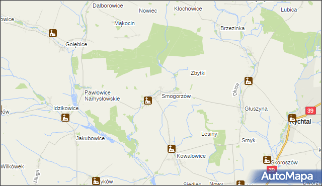 mapa Smogorzów gmina Namysłów, Smogorzów gmina Namysłów na mapie Targeo