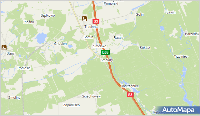 mapa Smolary gmina Nowogródek Pomorski, Smolary gmina Nowogródek Pomorski na mapie Targeo