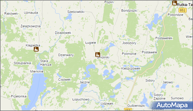 mapa Smolniki gmina Rutka-Tartak, Smolniki gmina Rutka-Tartak na mapie Targeo