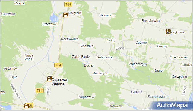 mapa Soborzyce, Soborzyce na mapie Targeo