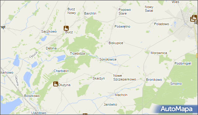mapa Sokołowice gmina Przemęt, Sokołowice gmina Przemęt na mapie Targeo