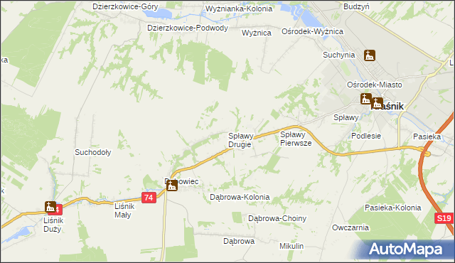 mapa Spławy Drugie, Spławy Drugie na mapie Targeo