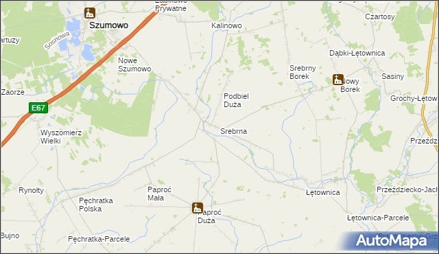 mapa Srebrna gmina Szumowo, Srebrna gmina Szumowo na mapie Targeo