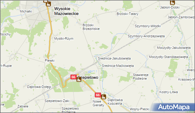 mapa Średnica-Jakubowięta, Średnica-Jakubowięta na mapie Targeo