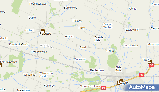 mapa Sroki, Sroki na mapie Targeo