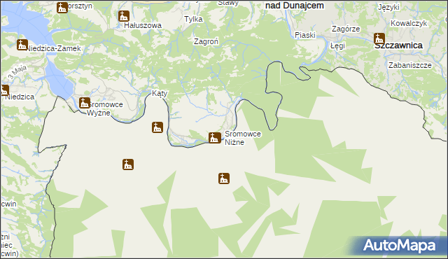mapa Sromowce Niżne, Sromowce Niżne na mapie Targeo