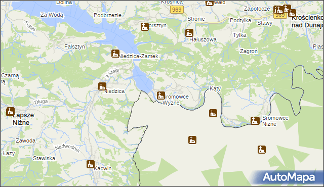 mapa Sromowce Wyżne, Sromowce Wyżne na mapie Targeo