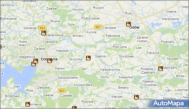 mapa Stadniki gmina Dobczyce, Stadniki gmina Dobczyce na mapie Targeo