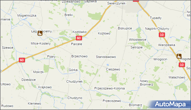 mapa Stanisławowo gmina Drobin, Stanisławowo gmina Drobin na mapie Targeo