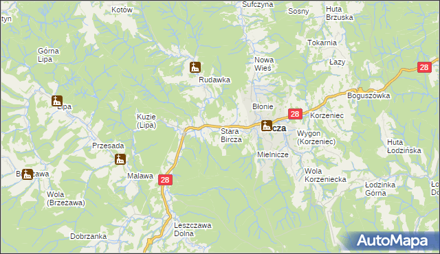 mapa Stara Bircza, Stara Bircza na mapie Targeo