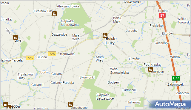 mapa Stara Wieś gmina Belsk Duży, Stara Wieś gmina Belsk Duży na mapie Targeo