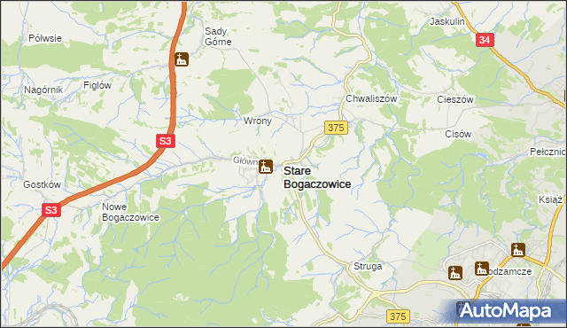 mapa Stare Bogaczowice, Stare Bogaczowice na mapie Targeo