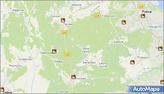 mapa Stare Leśno, Stare Leśno na mapie Targeo