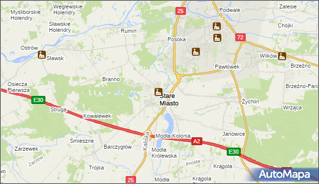 mapa Stare Miasto powiat koniński, Stare Miasto powiat koniński na mapie Targeo