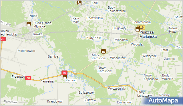 mapa Stary Karolinów, Stary Karolinów na mapie Targeo