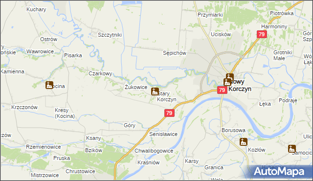mapa Stary Korczyn, Stary Korczyn na mapie Targeo