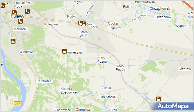 mapa Stary Pożóg, Stary Pożóg na mapie Targeo