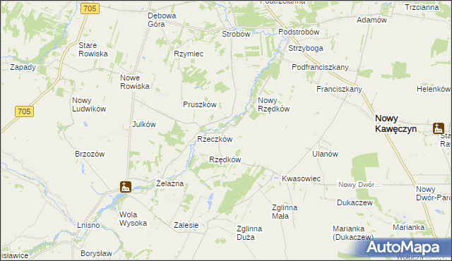 mapa Stary Rzędków, Stary Rzędków na mapie Targeo