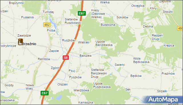 mapa Stefanów Barczewski Pierwszy, Stefanów Barczewski Pierwszy na mapie Targeo