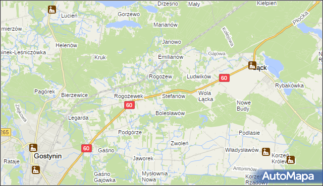mapa Stefanów gmina Gostynin, Stefanów gmina Gostynin na mapie Targeo