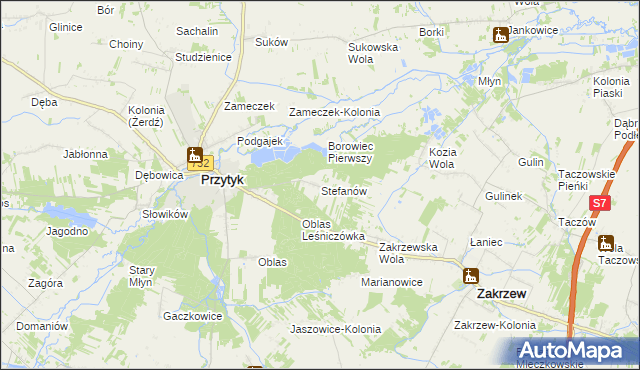 mapa Stefanów gmina Przytyk, Stefanów gmina Przytyk na mapie Targeo