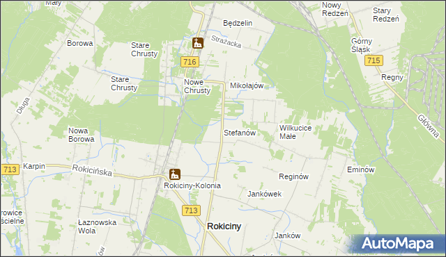 mapa Stefanów gmina Rokiciny, Stefanów gmina Rokiciny na mapie Targeo