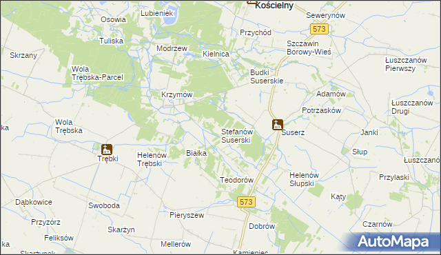 mapa Stefanów Suserski, Stefanów Suserski na mapie Targeo