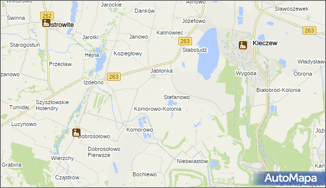mapa Stefanowo gmina Kazimierz Biskupi, Stefanowo gmina Kazimierz Biskupi na mapie Targeo