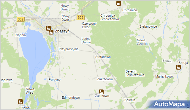 mapa Stefanowo gmina Zbąszyń, Stefanowo gmina Zbąszyń na mapie Targeo