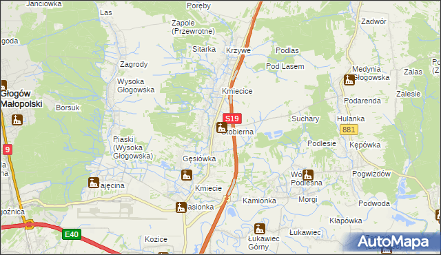 mapa Stobierna gmina Trzebownisko, Stobierna gmina Trzebownisko na mapie Targeo