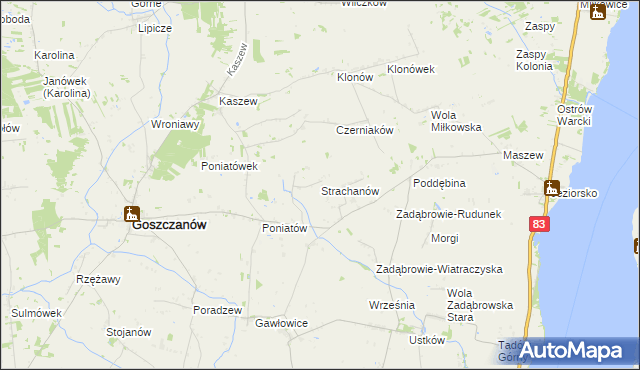 mapa Strachanów, Strachanów na mapie Targeo
