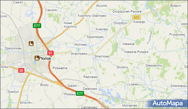 mapa Strachowo, Strachowo na mapie Targeo