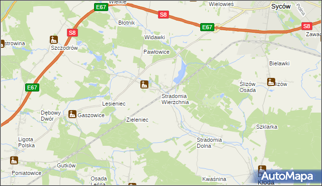 mapa Stradomia Wierzchnia, Stradomia Wierzchnia na mapie Targeo