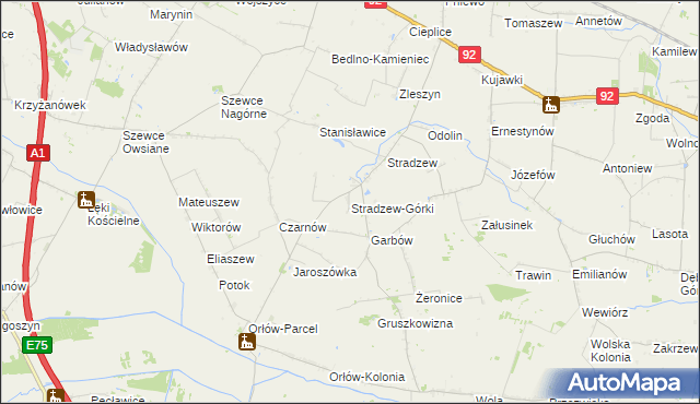 mapa Stradzew-Górki, Stradzew-Górki na mapie Targeo