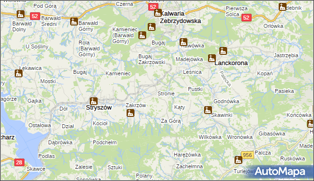 mapa Stronie gmina Stryszów, Stronie gmina Stryszów na mapie Targeo