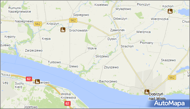 mapa Stróżewo gmina Dobrzyń nad Wisłą, Stróżewo gmina Dobrzyń nad Wisłą na mapie Targeo