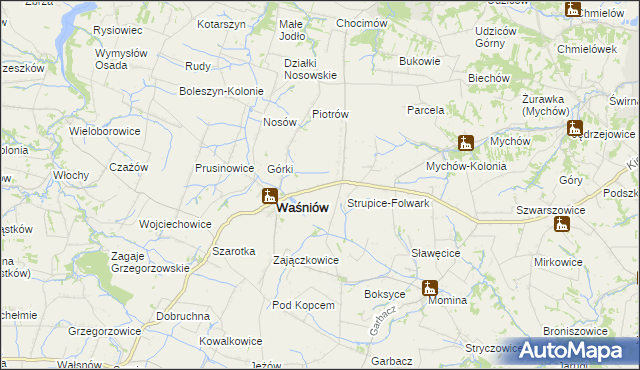 mapa Strupice gmina Waśniów, Strupice gmina Waśniów na mapie Targeo