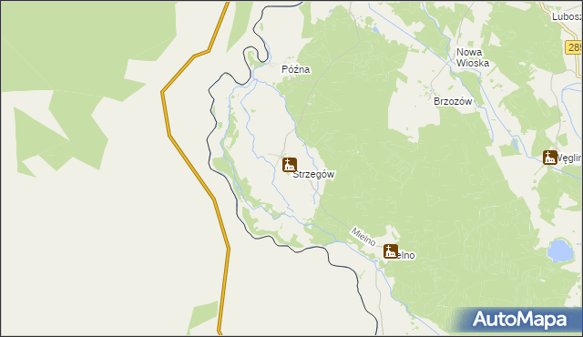 mapa Strzegów gmina Gubin, Strzegów gmina Gubin na mapie Targeo