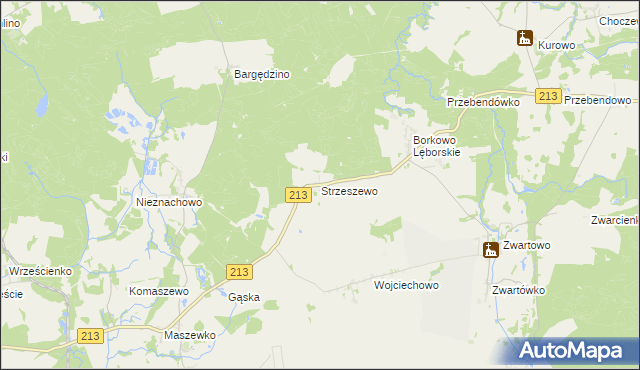 mapa Strzeszewo gmina Wicko, Strzeszewo gmina Wicko na mapie Targeo