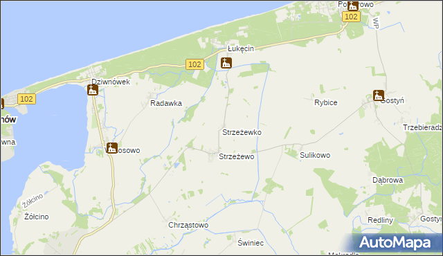 mapa Strzeżewko, Strzeżewko na mapie Targeo