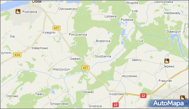 mapa Studzianna gmina Borek Wielkopolski, Studzianna gmina Borek Wielkopolski na mapie Targeo