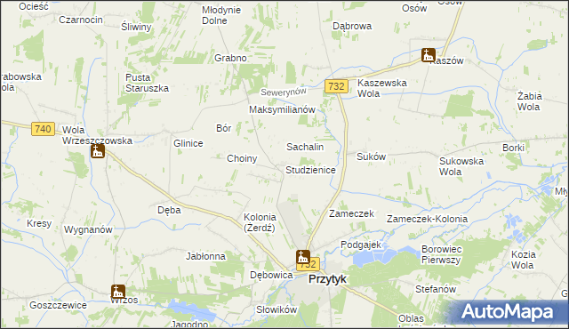 mapa Studzienice gmina Przytyk, Studzienice gmina Przytyk na mapie Targeo