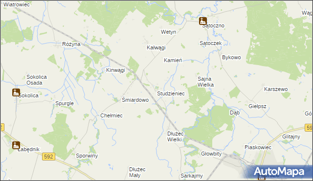 mapa Studzieniec gmina Korsze, Studzieniec gmina Korsze na mapie Targeo