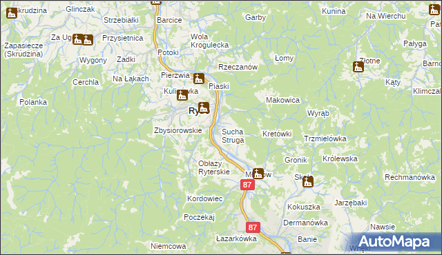 mapa Sucha Struga, Sucha Struga na mapie Targeo