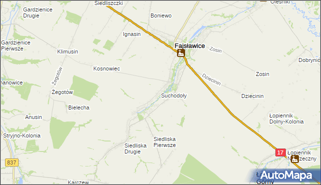 mapa Suchodoły gmina Fajsławice, Suchodoły gmina Fajsławice na mapie Targeo
