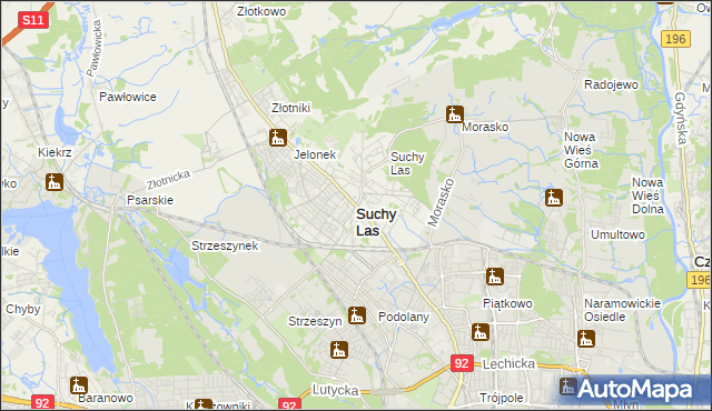 mapa Suchy Las powiat poznański, Suchy Las powiat poznański na mapie Targeo